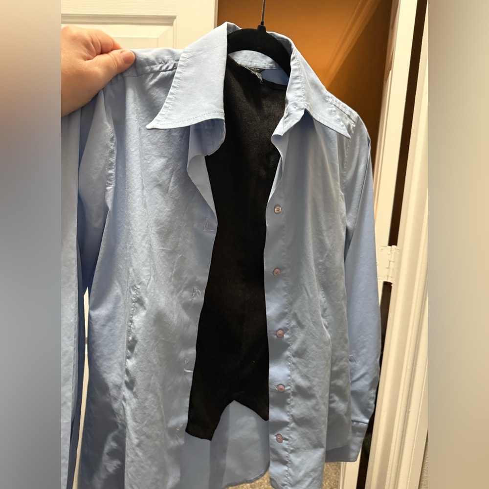 Zara Light Blue Button-Up Blouse